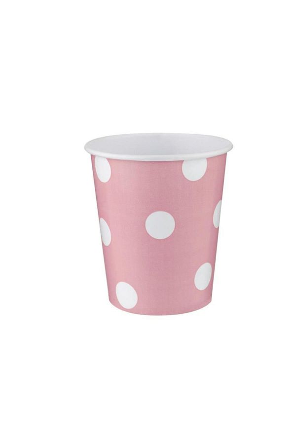 Roll-Up-8-piece Pink Polka Dot Cardboard Cup 1
