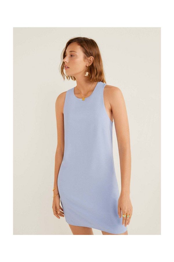 MANGO Women s Sky Blue Wrap Back Dress 53010608 Trendyol