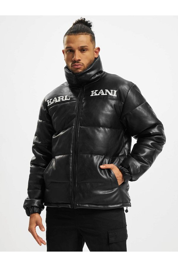 KARL KANI Herren KM214 077 1 Retro Fake Leather Puffer Jacket black Trendyol