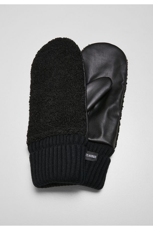 Urban Classics-Unisex Sherpa Synthetic Leather Gloves 1