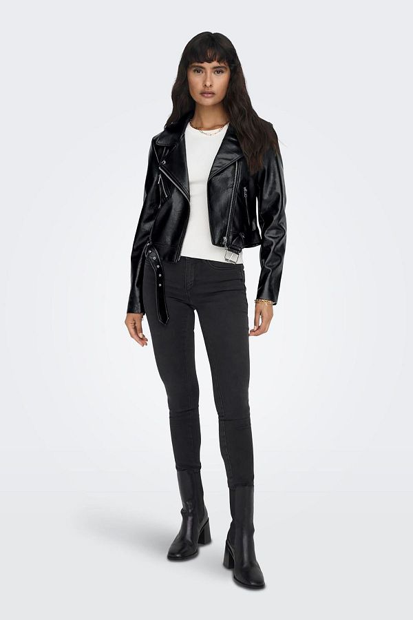 Only Women s Onlnewvera Leather Jacket 15296592 Black Trendyol