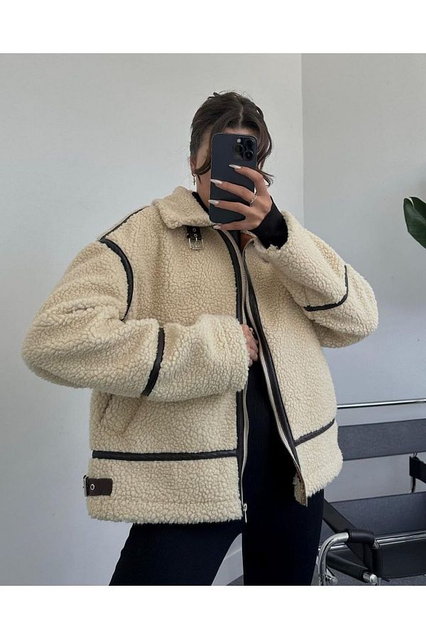 Furry biker jacket outlet