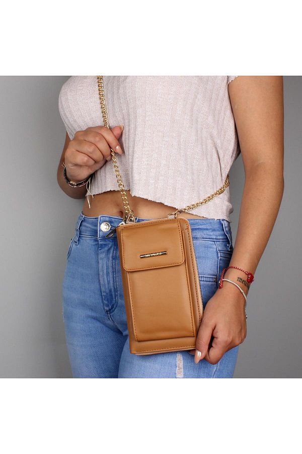 My Valice-My Valice Leather Crossbody Wallet and Card Holder Compartment Phone Bag 1617 Tan 1