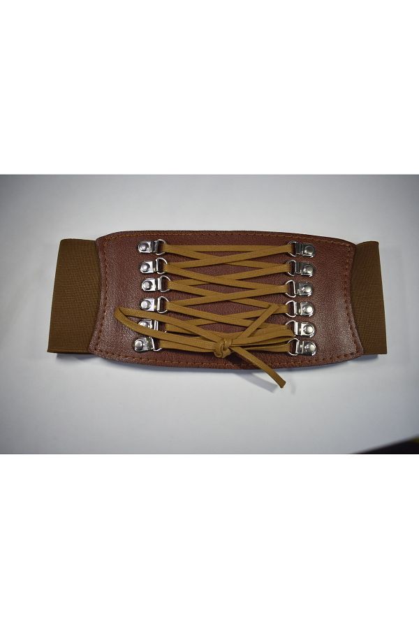 takimaster Women s Elastic Corset Belt Lace up Silver Accessory Belt Dress Belt Waist Belt Trendyol