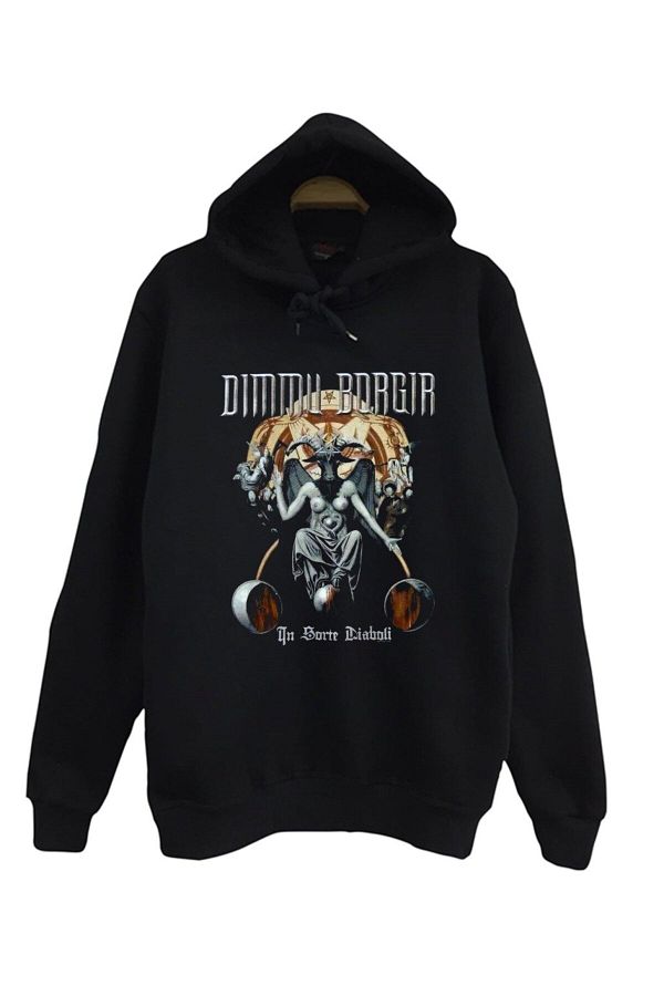 fame stoned Dimmu Borgir Printed Hooded Sweatshirt Trendyol