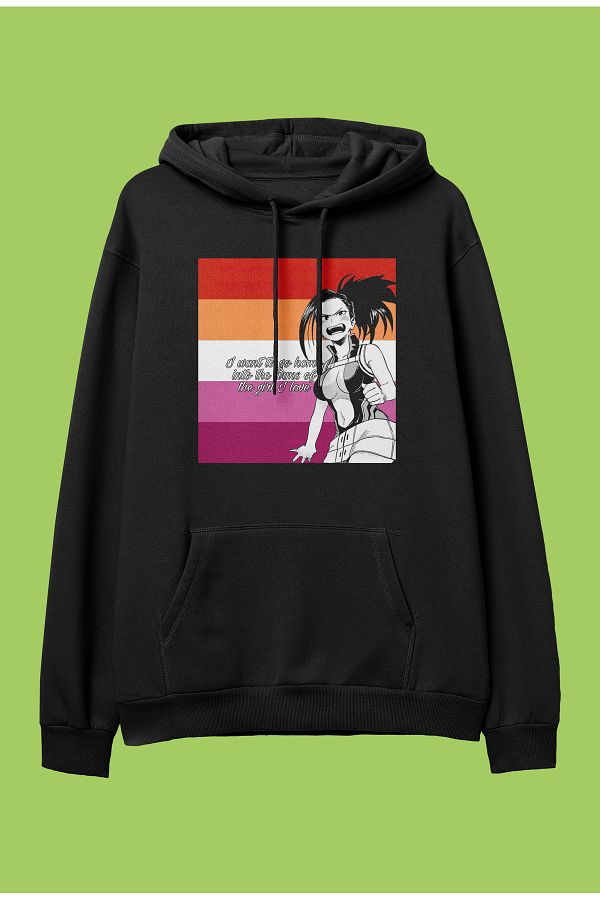 Corvo Oversize My Hero Academia Momo Yaoyorozu anime character printed hooded sweatshirt hoodie Trendyol