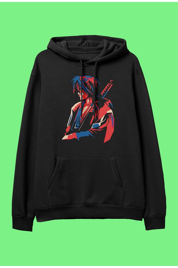 Corvo Oversize Rurouni Kenshin Kenshin Himura custom design anime hooded sweatshirt hoodie Trendyol