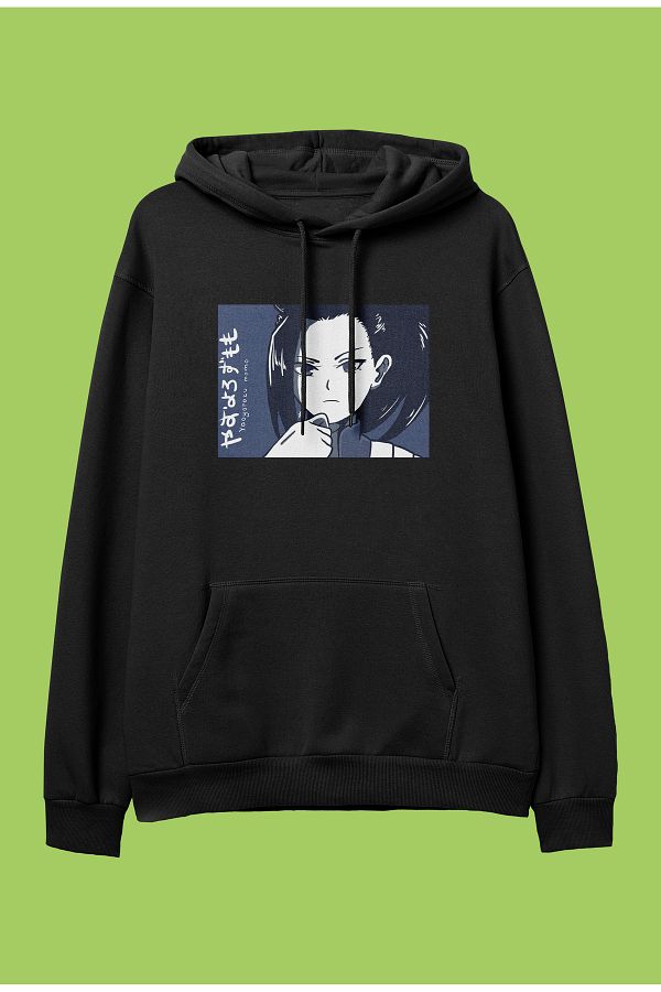 Corvo Oversize My Hero Academia Momo Yaoyorozu anime character printed hooded sweatshirt hoodie Trendyol