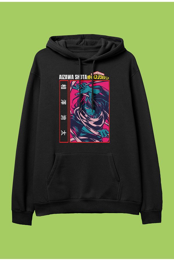 Corvo Oversize My Hero Academia Shota Aizawa anime character print hooded sweatshirt hoodie Trendyol