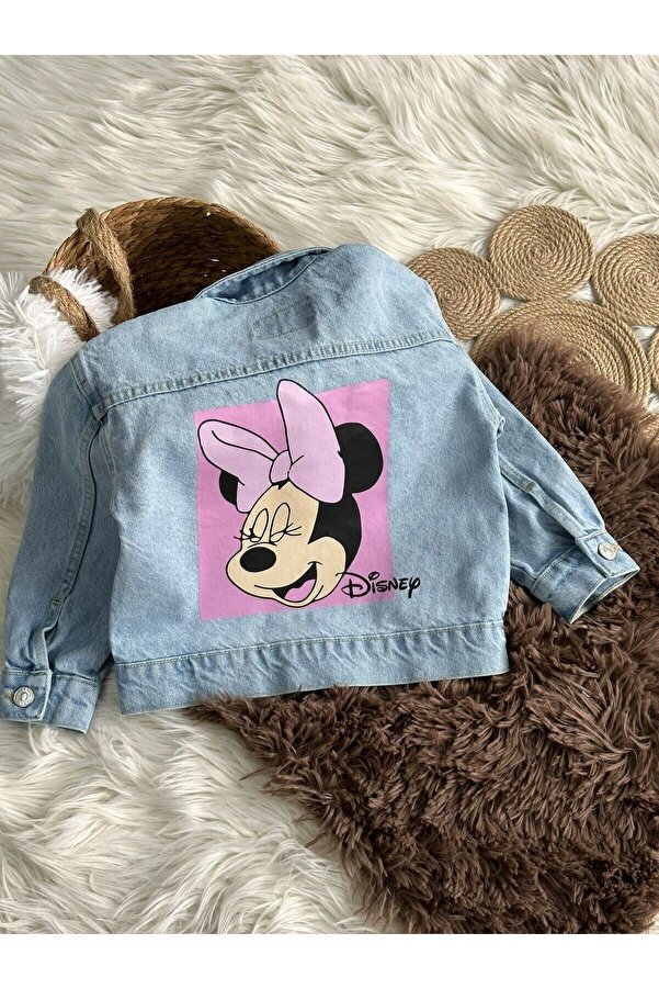 UNİCORNKİDS Unicorn Kids Yeni Sezon Kız Çocuk Arkası Minnie Mouse Baskılı Kot Ceket