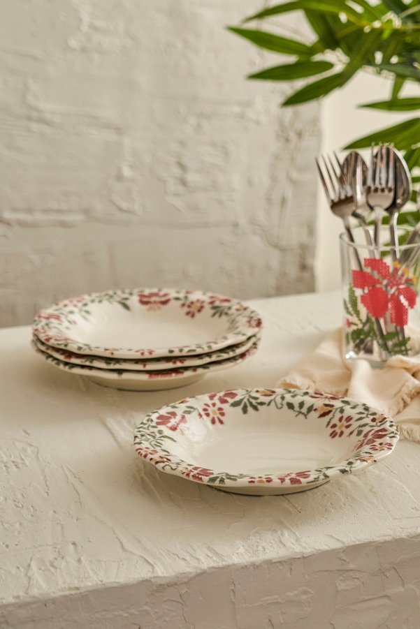 Trendyol Home X Bella Maison Peony Porcelain Set of 4 Meal Plates 21.5 cm TPHAW26TBK00045