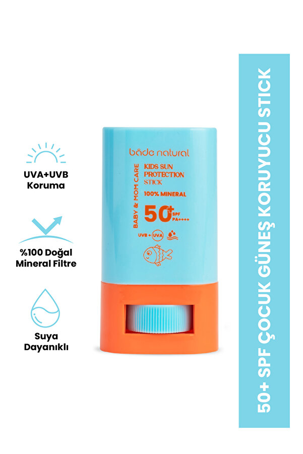 Bade Natural %100 Doğal Ve Mineral Filtreli 50 Spf Yüksek Korumalı Çocuk Güneş Koruyucu Stick