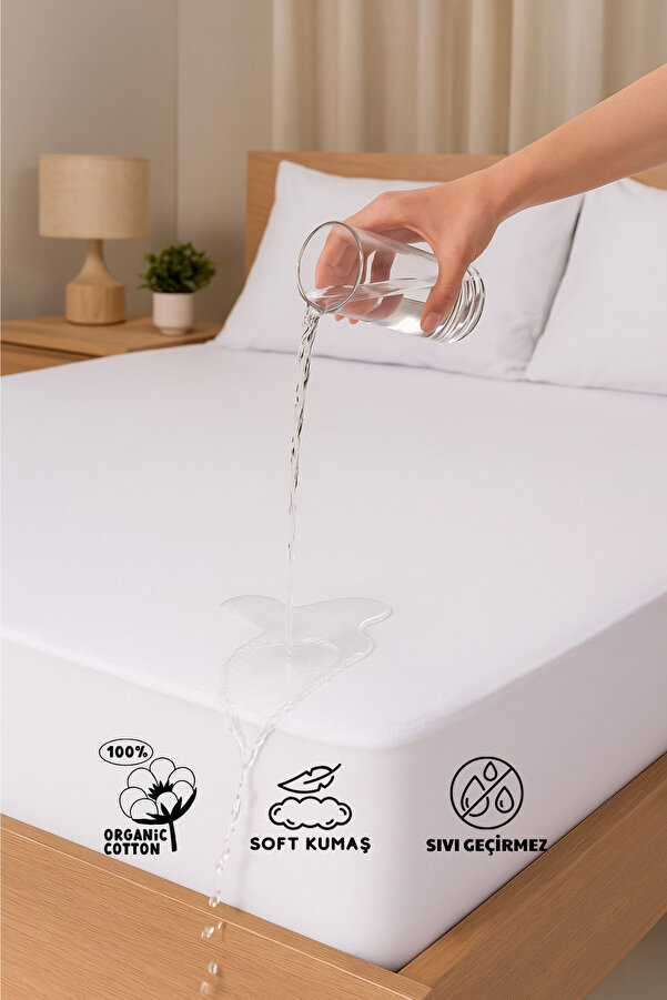 Formeya %100 Pamuk Fitted Su Sıvı Geçirmez Yatak Koruyucu Bebek-Tek-Çift Kişilik-Battal Boy Yatak Alezi