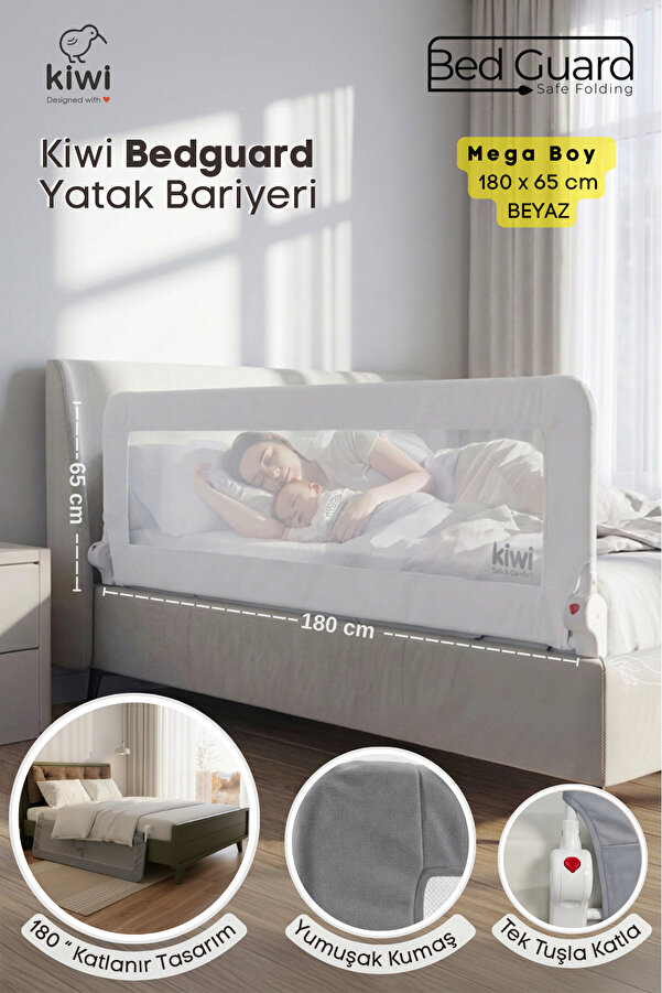 Kiwi BedGuard Çocuk Yatak Koruyucu Bariyeri, Yatak Korkuluğu 180 cm