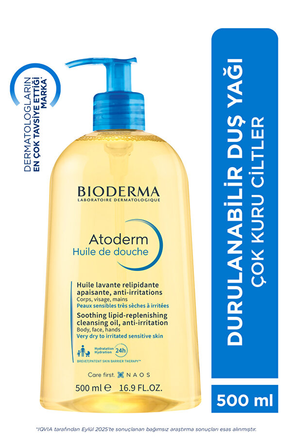 Bioderma Atoderm Shower Oil Çok Kuru Cilt Bebek, Çocuk, Yetişkin Nemlendirici Temizleyici Duş Yağı 500 ml