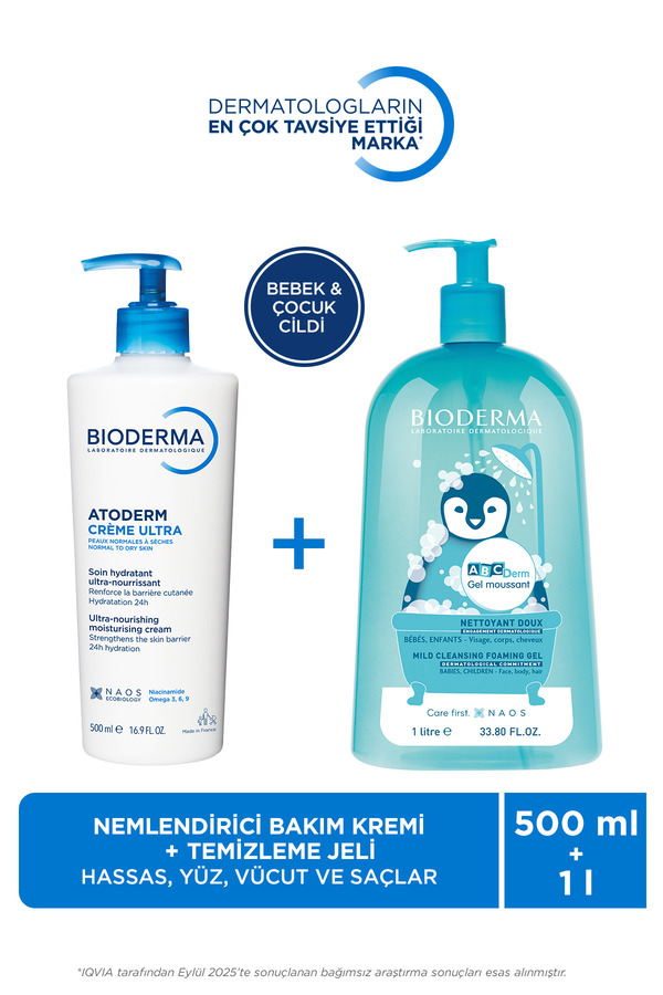 Bioderma Bebek,Çocuk Nemlendirici Yüz,Vücut Kremi&Temizleyici Yüz,Vücut,Saç Şampuanı içeren Cilt Bakım Seti