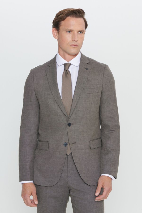 Altınyıldız Classics Men's Black-gray Regular Fit Comfortable Cut Mono Collar Patterned Suit