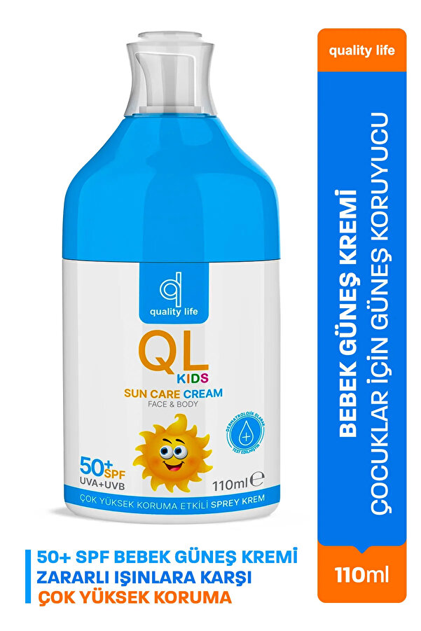 Quality Life Bebek Güneş Kremi - Çocuklar İçin Güneş Koruyucu Kremi - 50+ Spf 110 ML - Çok Yüksek Koruma UVA UVB