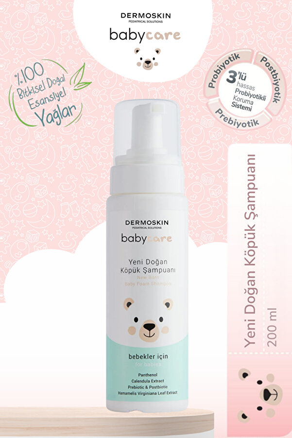 Dermoskin Bitkisel Bebek Yenidoğan Köpük Şampuanı | Probiyotikli Koruma Sistemi 200 ml