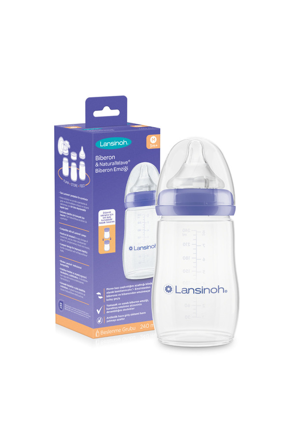 LANSINOH 240 ml Biberon ve NaturalWave® Biberon Emziği (3Ay+)