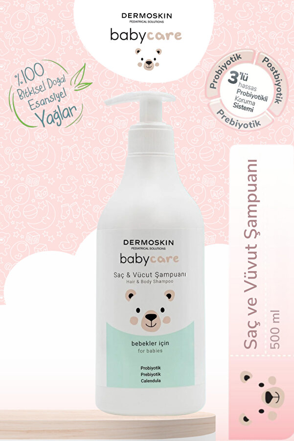 Dermoskin Bitkisel Bebek Saç ve Vücut Şampuanı | Probiyotikli Koruma Sistemi 500 ml