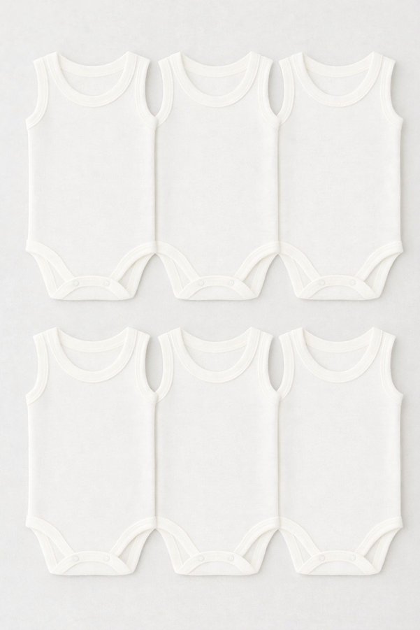 TRENDYOLKIDS White 6-Pack Unisex Bodysuit TKDSS26ZO00001