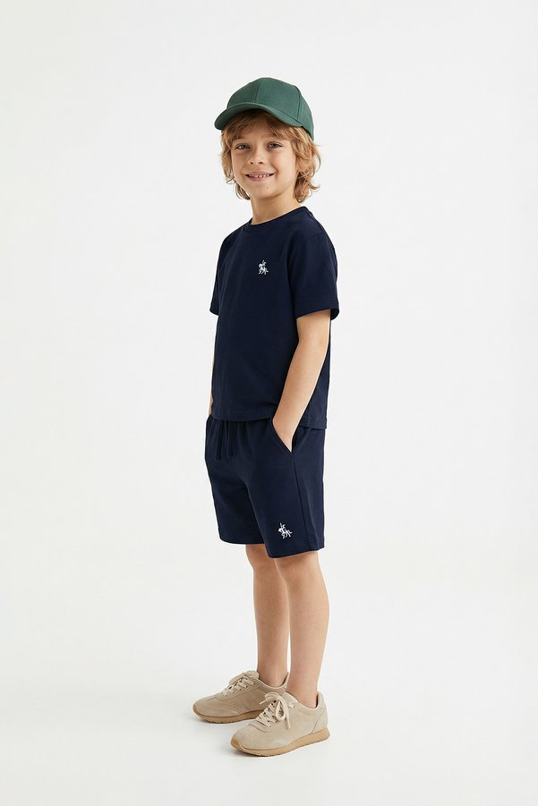 TRENDYOLKIDS Navy Blue Boy's Plain Knitted Bottom - Top Set Tkdss26Au00084