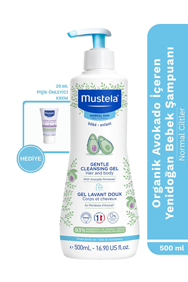 Mustela Organik Avokado İçeren Yenidoğan Bebek Şampuan 500ml+20 ml VBC Pişik Deneme Kremi