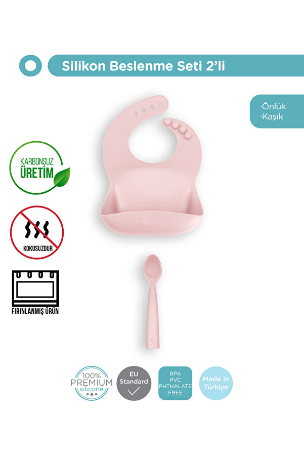 OiOi Basics 2 Li Beslenme Seti (silikon Önlük+silikon Kaşık)