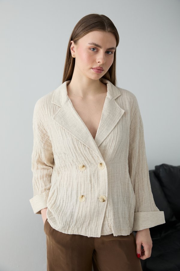 Trendyol Collection White Muslin Unlined One Size Oversized Jacket Twoss26Bc00037