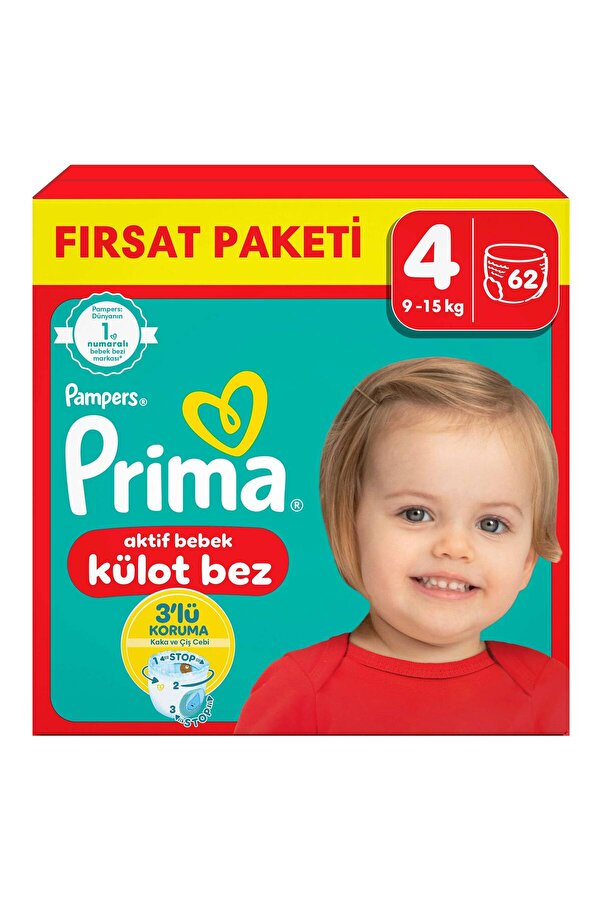 Prima Külot Bez 4 Numara 62 Adet Bebek Bezi Fırsat Paketi