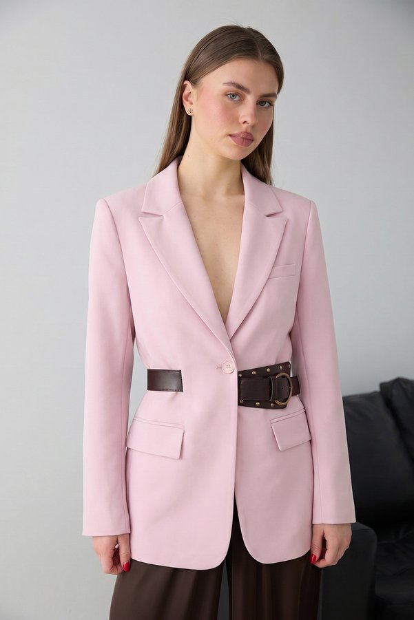 Trendyol Collection Pink Self-Belted Blazer Jacket Twoss26Bc00040
