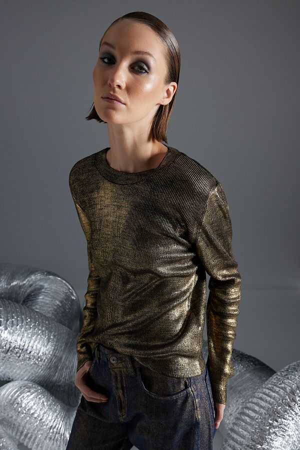 Foil knitwear top