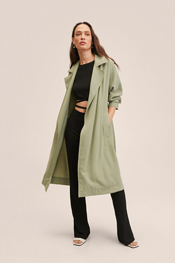 Mango grüner trenchcoat Outlet