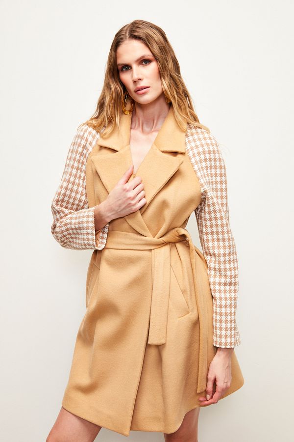 Houndstooth belted coat cheap