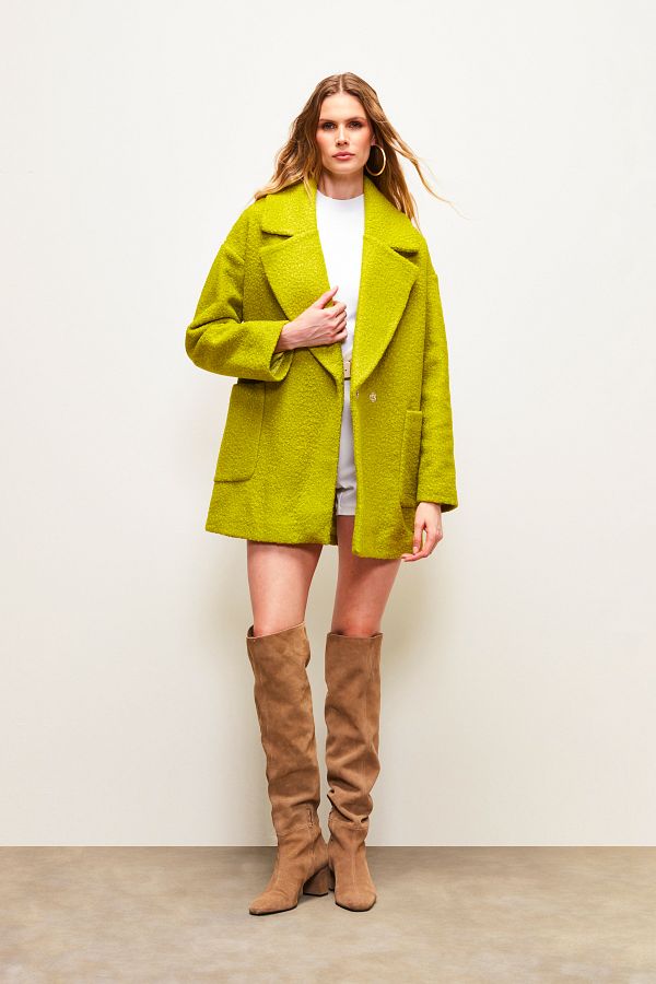 Yellow boucle coat clearance