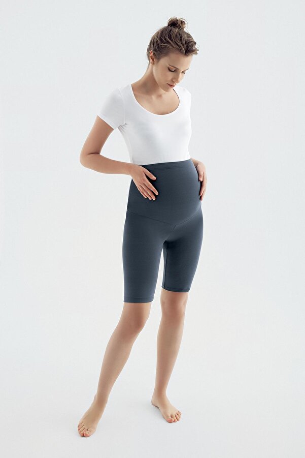 Artış Diz Üstü Biker Esnek Ayarlanabilir Bel Hamile Tayt