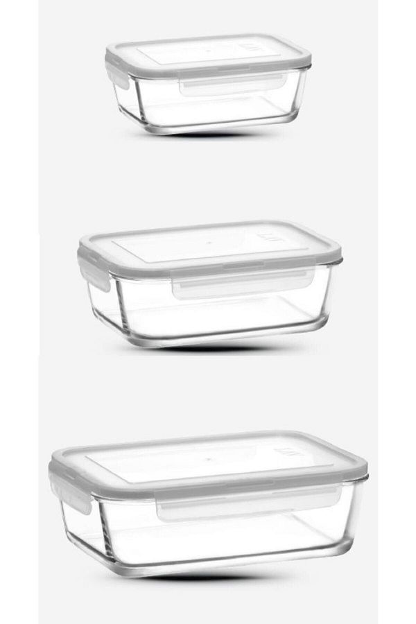 LAV-New Series Fresco Locked White Storage Container - 3 Sizes Rectangle (1900Cc 1200Cc 800Cc) 1
