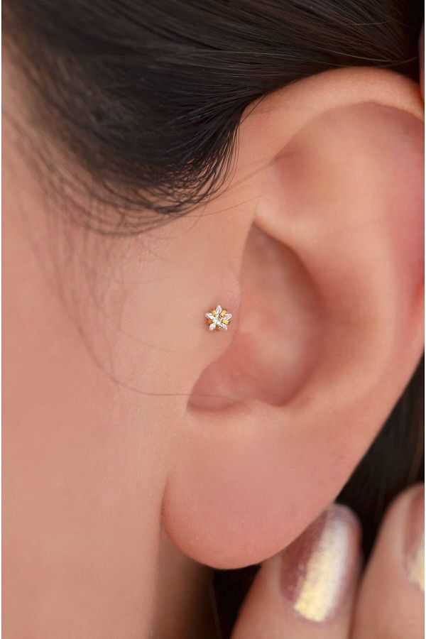 Sacce Scarves Accessories Gold Steel Star Piercing 8 Mm Tragus Helix Cartilage Conch Trendyol