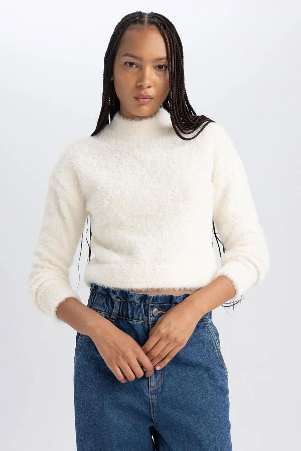 DeFacto-Strickpullover mit normaler Passform und halbem Rollkragenpullover A2012ax23cw 1