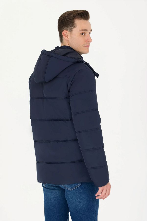 U.S. Polo Assn. US Polo AssnNavy Blue Men s Hooded Puffer Jacket Trendyol
