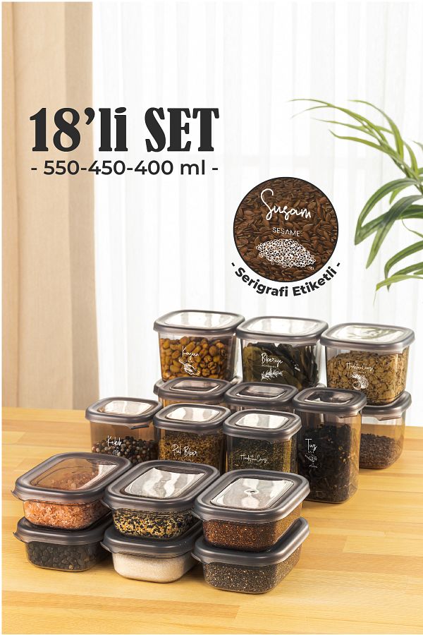 Vienev-Advantageous Super Set of 18 - Seasoning Storage Container 6X(0.40, 0.45, 0.55 L) with Label 1