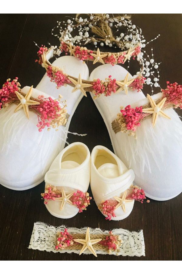 Hobigram-Lohsa Sets Maternity Crown Slippers with Pearls and Crown Gift – Maternity Set, Stylish Design, Women's Accessory – L 1
