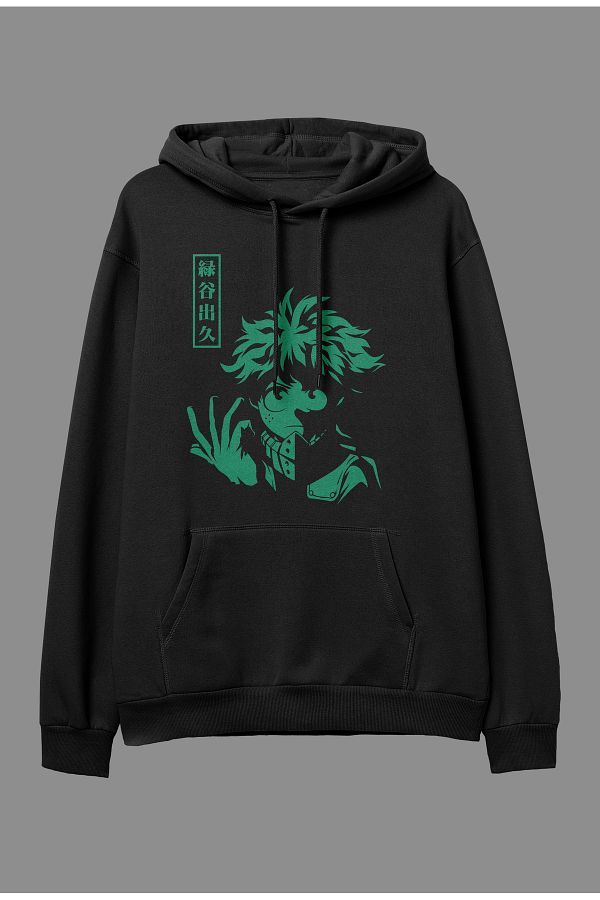 Corvo Oversize my hero academia isuku Midoriya anime character printed hooded sweatshirt hoodie Trendyol