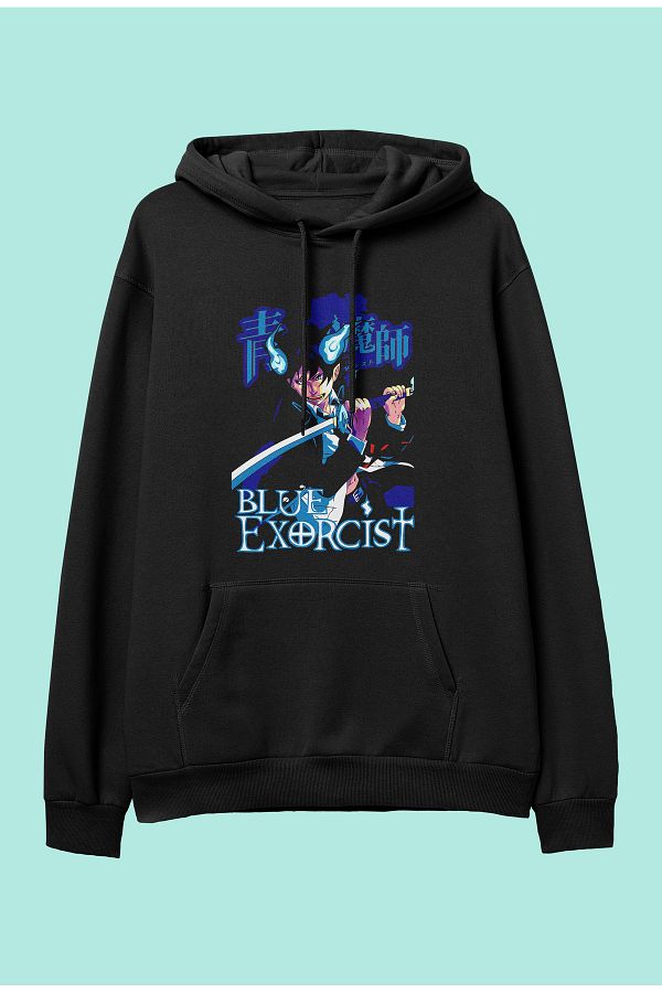 Corvo Oversize blue exorcist rin okumura anime character printed hooded sweatshirt hoodie Trendyol