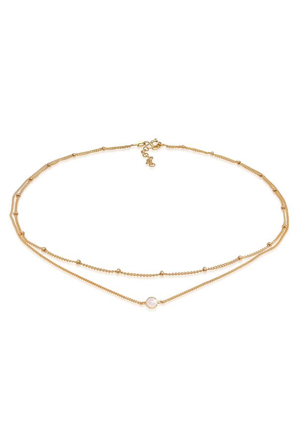 ELLI-Halskette Choker Layer Look Kugelkette Rosenquarz 925 Silber 1