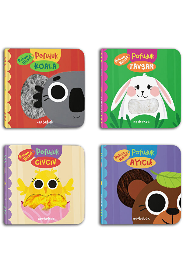 Neobebek Pofuduk Hayvanlar Seti (4 ADET FLAPLI BEBEK DOKUN HİSSET KİTAP)