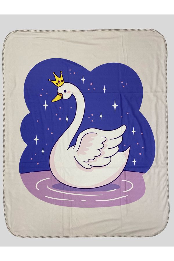 moris home Double Layer Digital Printed Swan Patterned Baby Blanket Touched with Love Trendyol