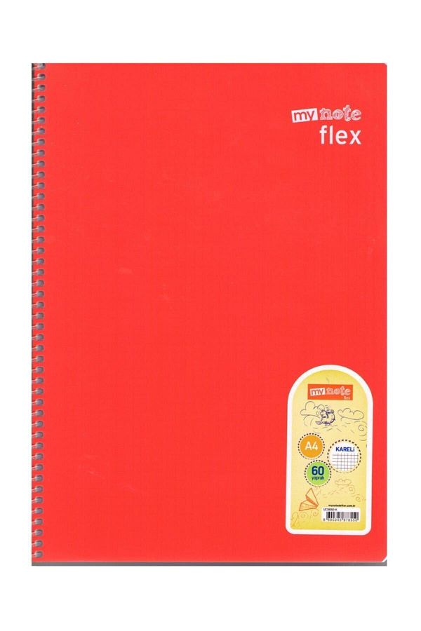 Mynote-Flex Spiral 60 Sheets Checked Notebook Red 1