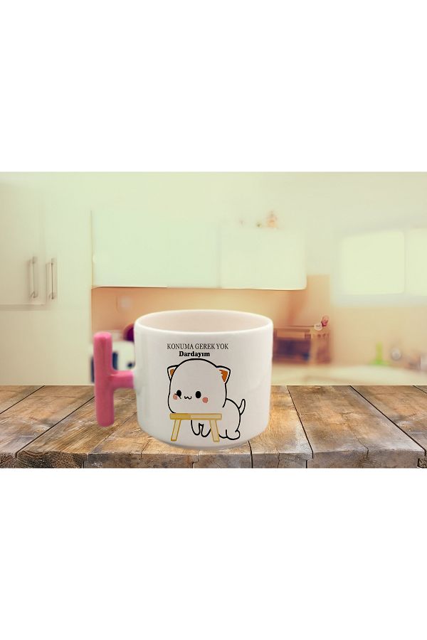 GünayStore-Necafe & latte cup with mochi cat print, colorful t handle, no need for location, I'm here 1